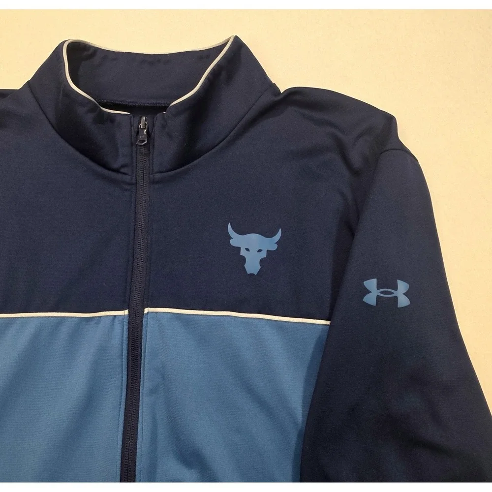 Project Rock Jacket Mens 2XL Blue Bull Track‎ Full Zip Under Armour LIMITED USE